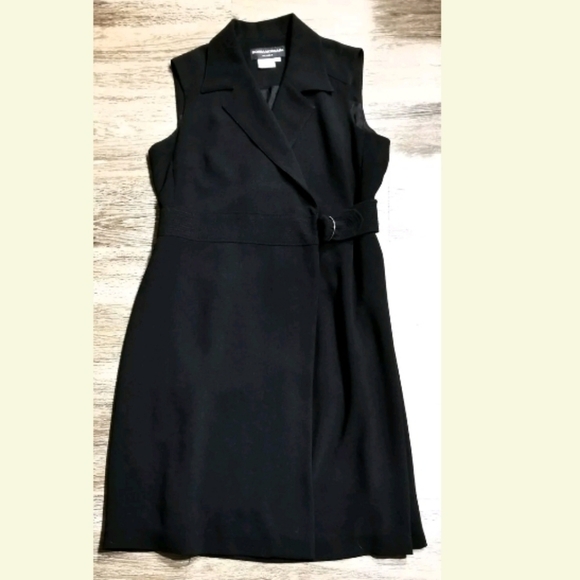 Donna Morgan Women Classy Black Wrap Sheath Career Dress Size 12 - Picture 4 of 11